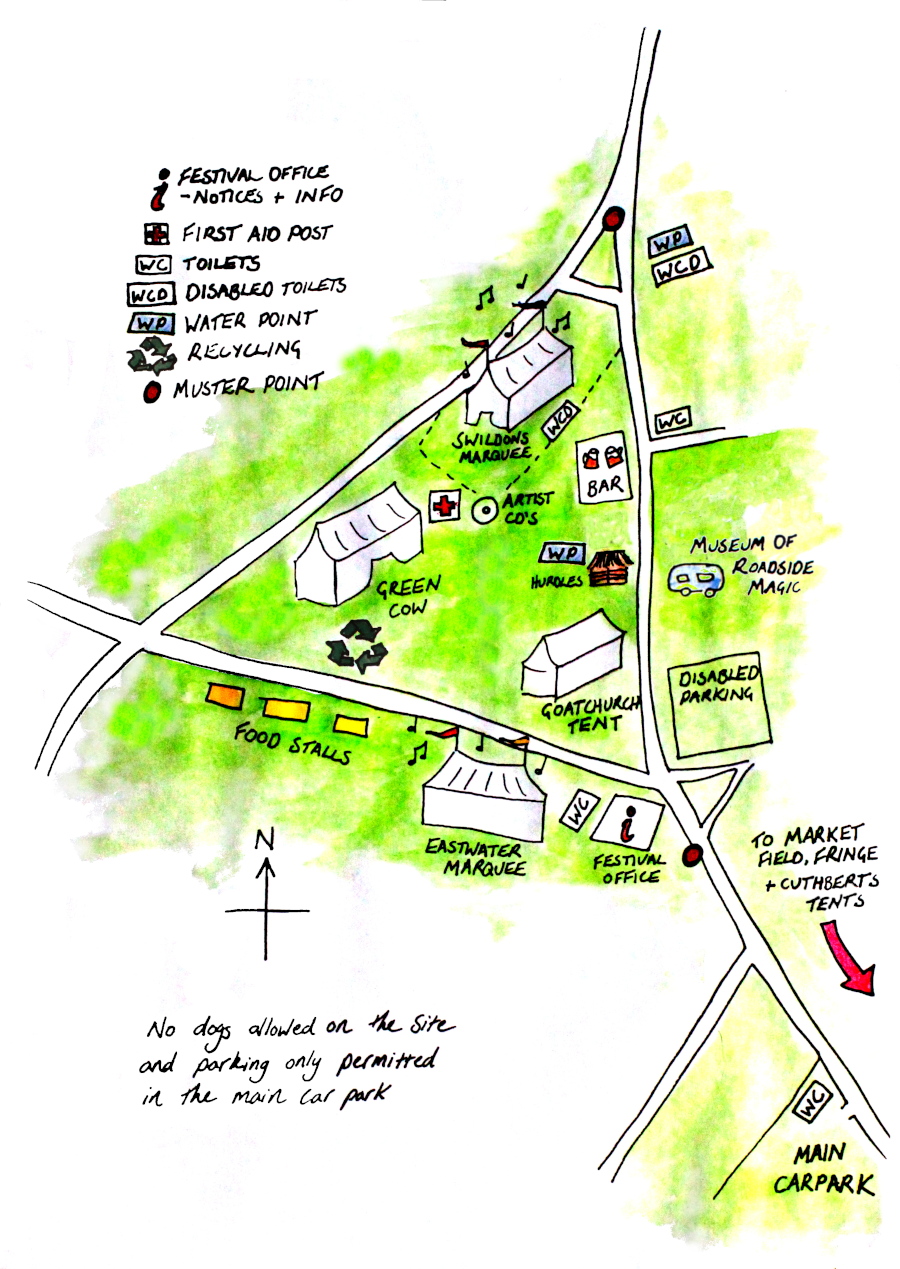 A hand-drawn map of the site.